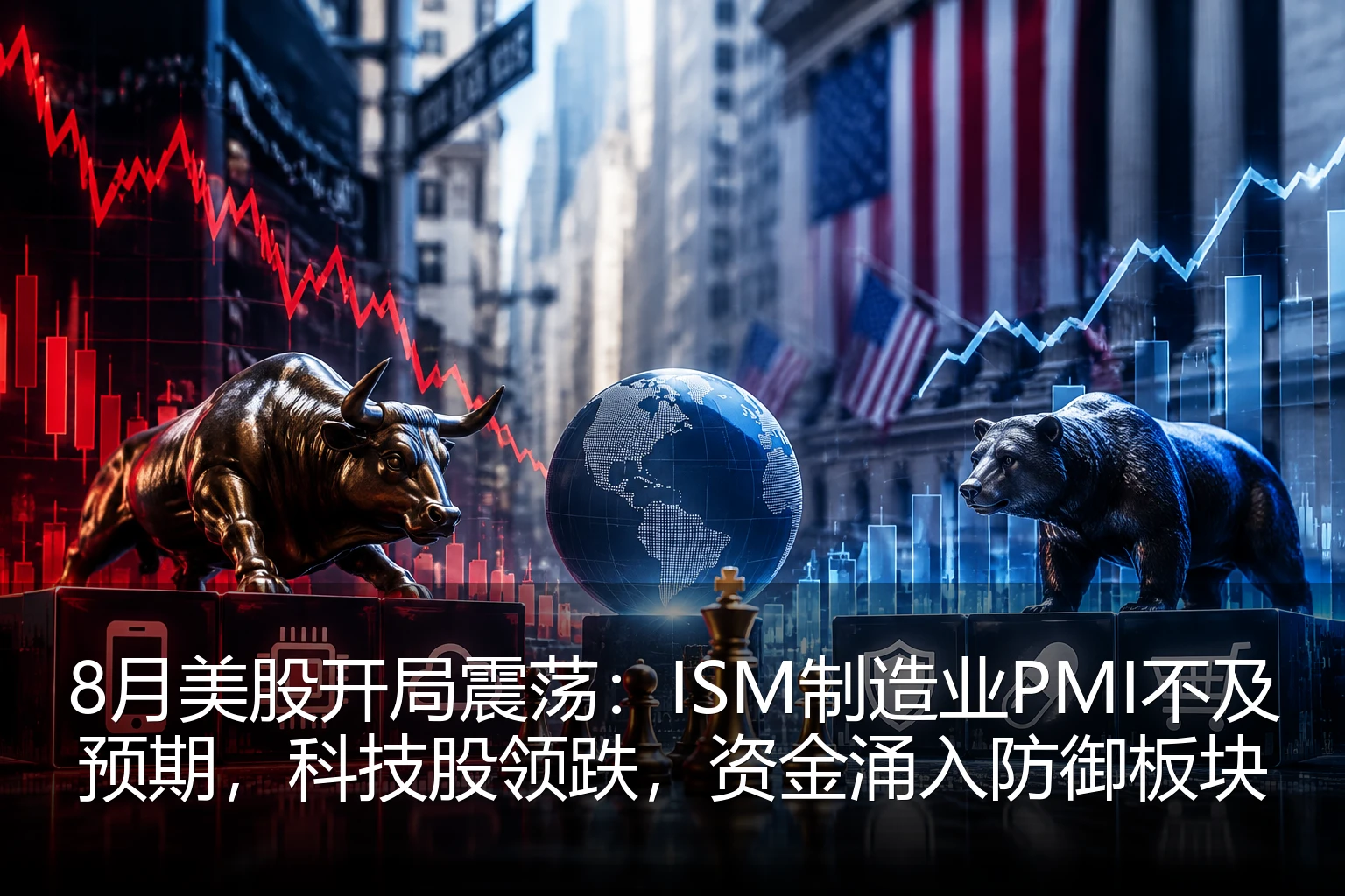8月美股开局震荡：ISM制造业PMI不及预期，科技股领跌，资金涌入防御板块