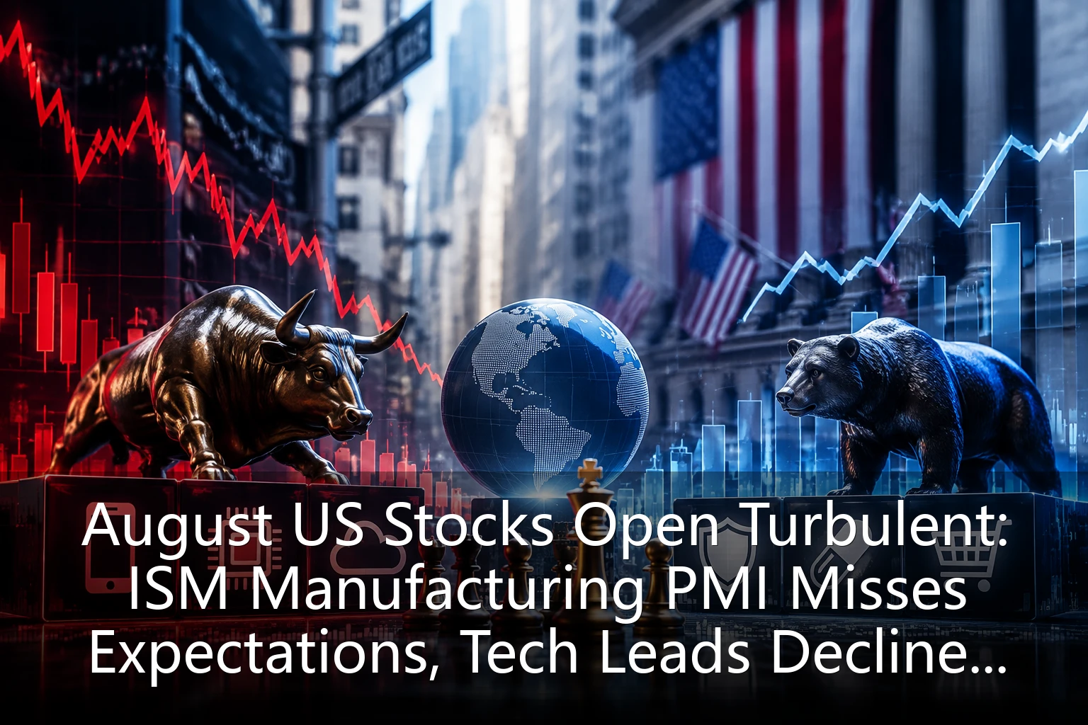 August US Stocks Open Turbulent: ISM Manufacturing PMI Misses Expectations, Tech Leads Decline, Capital Floods into Defensive Sectors
